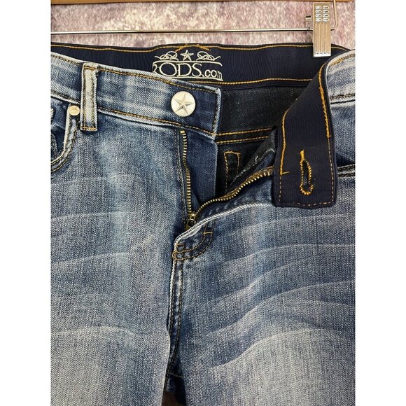 Rods.com Jeans Women 9/10 x 34 Blue Distressed Western Rodeo Embroidered Studded - Picture 11 of 13